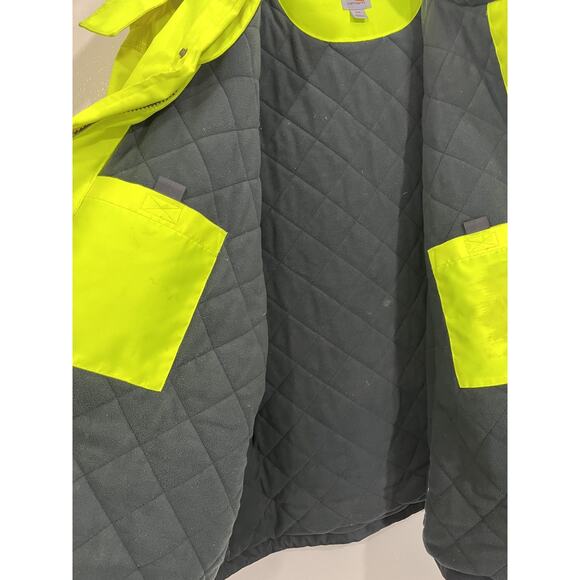 Carhartt Neon Green Jacket Hooded 4XL Reflective Workwear Class 3 Type R ANSI - Picture 6 of 16